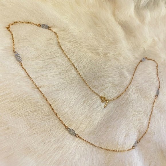 VINtage Sarah Coventry Dainty Mixed Metal Necklace Chain Satellite Signed 6777 - Picture 4 of 8